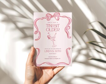 Invitación de cumpleaños con Martini: Coquette Pink, Dirty Thirty (Descarga digital)