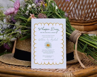 Whoopsie Daisy Baby Shower Invitation: Editable Floral Template (Digital Download