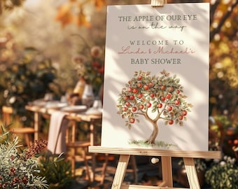 Apple Baby Shower Welcome Sign: Rustic Fall Theme (Digital Download, 18x24 & 24x36)