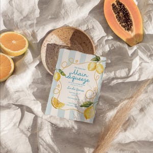 Main Squeeze Bridal Shower Invitation, Lemon Bridal Shower, Citrus Bridal Shower Invitation,  Mediterranean Lemon Theme,  Lemons