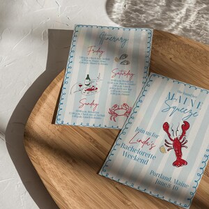 Maine Coastal Bachelorette Invitation: Lobster Theme (Editable, Digital PDF) image 4