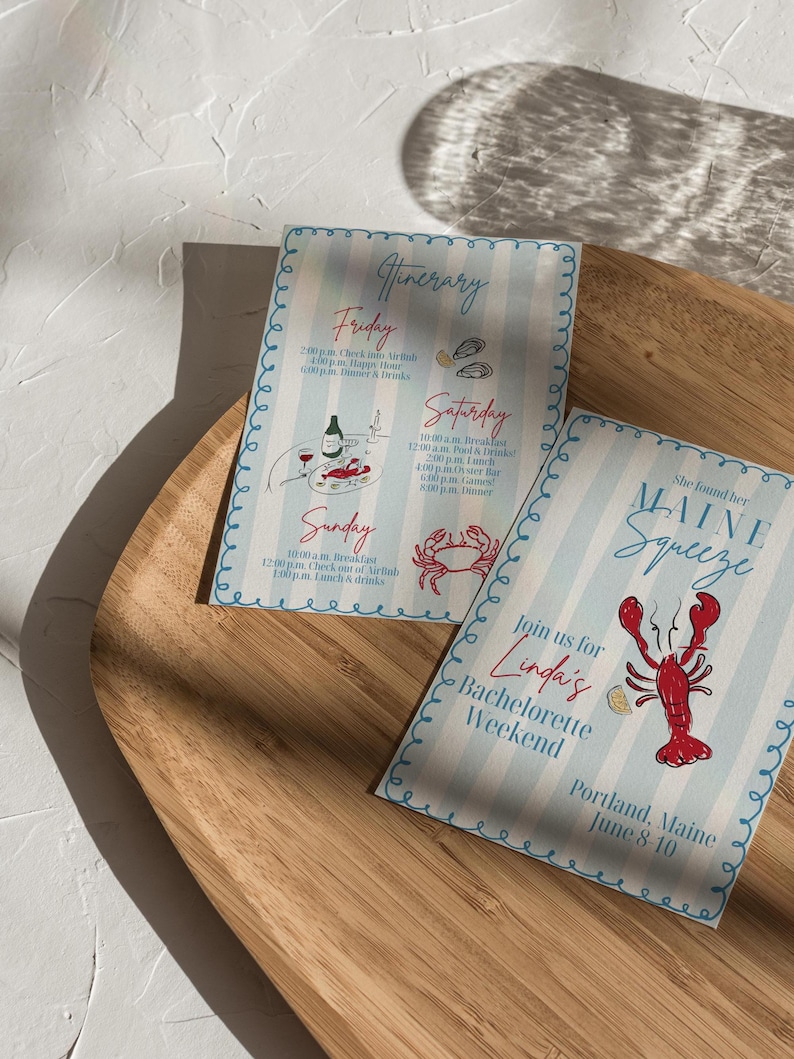 Maine Coastal Bachelorette Invitation: Lobster Theme (Editable, Digital PDF) image 4