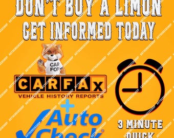 Informe Carfax y Autocheck Entrega en 3 minutos / Descuento especial / ¡En cualquier momento del día!
