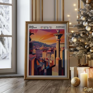 Bath, England - Mid-Century Modern Architecture Art Print –Retro Minimalist City Poster with Geometric Design - Bold Mid Century Poster