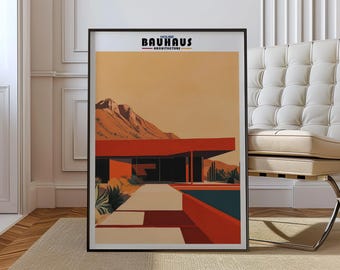 Bauhaus - Mid-century Modern Architecture Art Print – Retro Minimalist ...