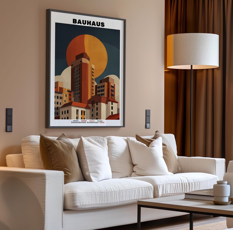Bauhaus - Mid-century Modern Architecture Art Print – Retro Minimalist ...