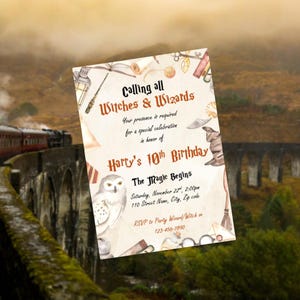 Magical Witchcraft and Wizardry Birthday Invitation | Printable Birthday Party Invite