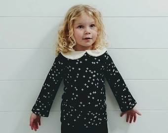 Peter Pan Collar Long Sleeve Girls Shirt - Organic Cotton