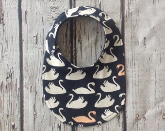 Navy Blue Organic Cotton Swan Bib