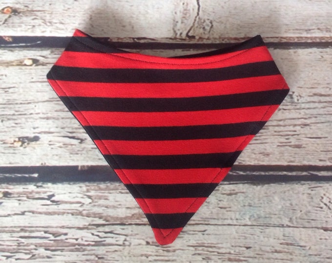 Organic Cotton Red and Black Stripe Bandana Bib