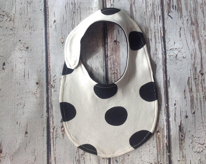 White and Black Polka Dot Organic Cotton Bib