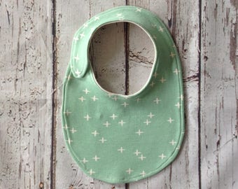 Mint Green Organic Cotton Baby Bibs Handmade, Gender Neutral Baby Shower Gift