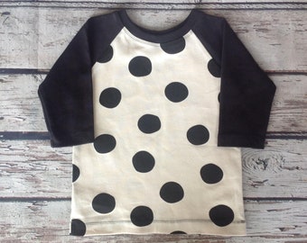 Black and White Polka Dot Girls Shirt - Organic Cotton