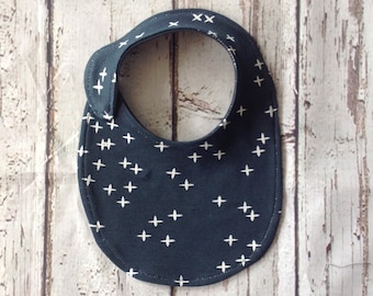 Navy Blue Modern Organic Cotton Bib