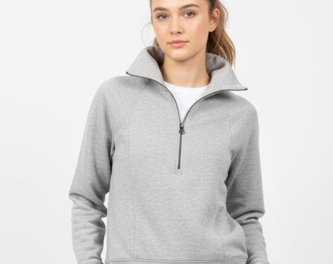 Eco-Friendly Women's Fleece Half Zip Sweatshirt - Sustainable Pullover Loungewear Gift for Mom