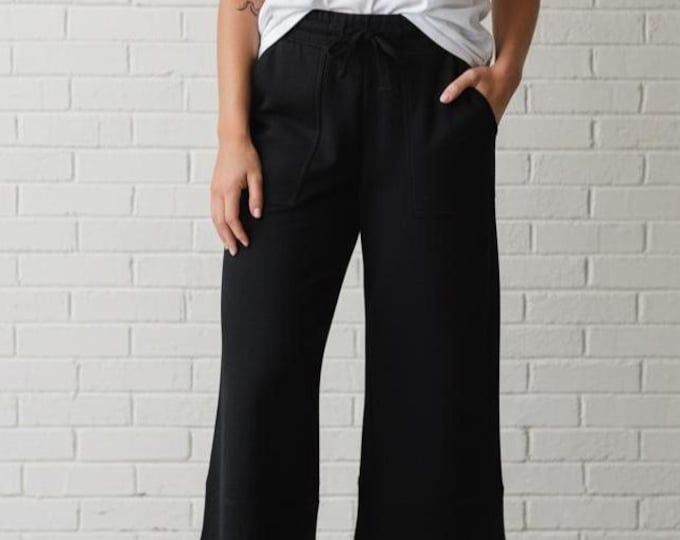 Women's Fleece Wide Leg Cropped Pants