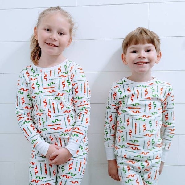 Kids Organic Cotton Pajamas, Gender Neutral Pajamas Set, Toddler Organic Pajamas, Gifts for Kids, Snakes