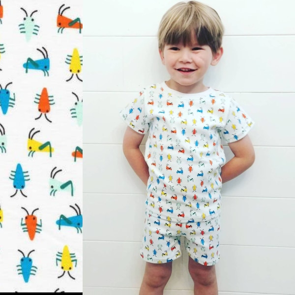 Kids Organic Cotton Pajama Set, Boy Summer Pajama Shorts and T Shirt, OEKO TEX, Toddler Sleepwear