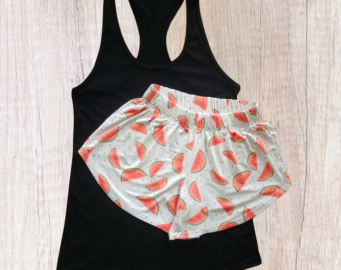 Watermelon Bamboo Pajama Short and Tank Top Set