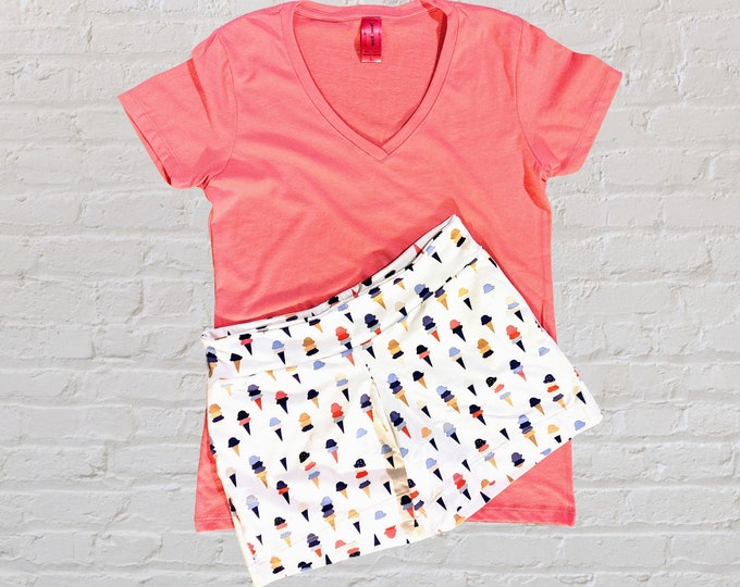 Organic Cotton Pajama Set Women, Organic Pajamas, Pajama Shorts T Shirt Two Piece Set,