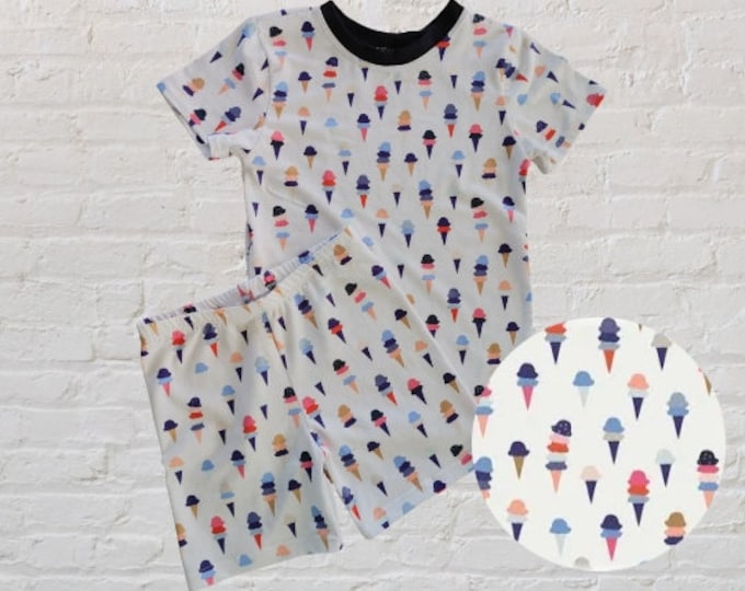 Ice Cream T Shirt and Shorts Kids Pajama Set - GOTS certified organic