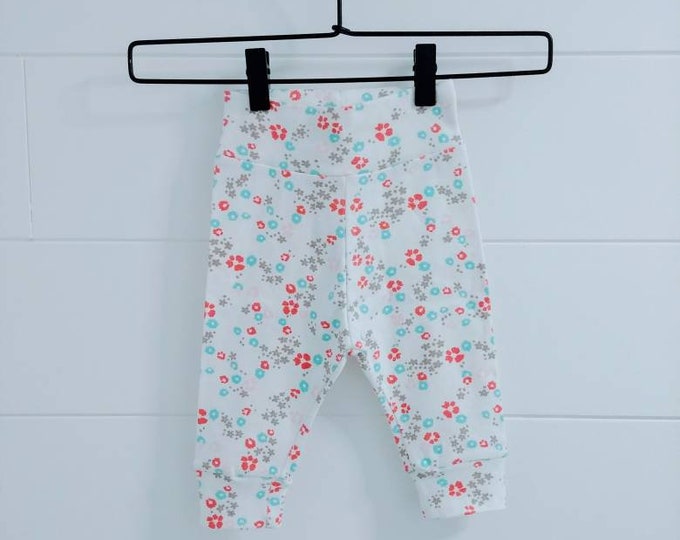 White Floral Organic Baby Harem Pants