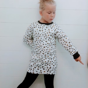 Girls Leopard Print Organic Cotton Sweatshirt Dress