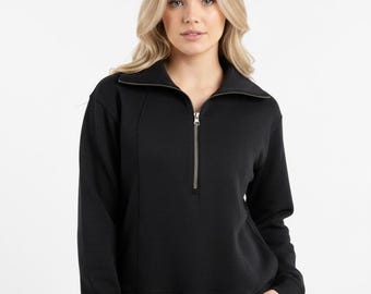 Women's Fleece Half Zip Sweatshirt, Modal