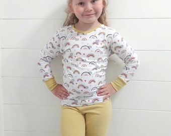 Girls Rainbow Organic Cotton Pajama Set: Snug Fit Sleepwear