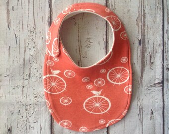 Coral Birdies Organic Cotton Baby Bib