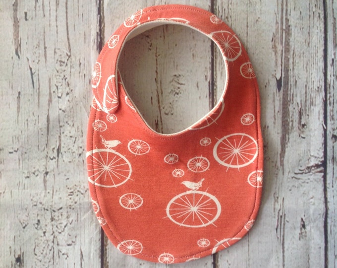 Coral Birdies Organic Cotton Baby Bib