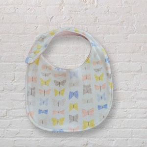 Organic Baby Bib, Pastel Butterfly Drool Bib, New Baby Gift Dribble Bibs, Organic Cotton Baby Bibs, Organic Baby Girl Gift image 3