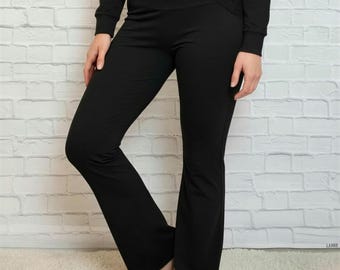 Organic Cotton Blend Yoga Pants, Bootcut Flare Leggings, Loungewear