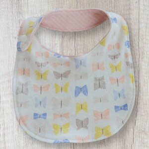 Organic Baby Bib, Pastel Butterfly Drool Bib, New Baby Gift Dribble Bibs, Organic Cotton Baby Bibs, Organic Baby Girl Gift image 4