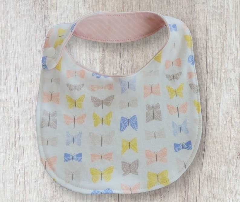 Organic Baby Bib, Pastel Butterfly Drool Bib, New Baby Gift Dribble Bibs, Organic Cotton Baby Bibs, Organic Baby Girl Gift image 4