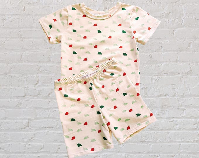 Mosaic T Shirt and Shorts Kids Pajama Set - GOTS certified organic