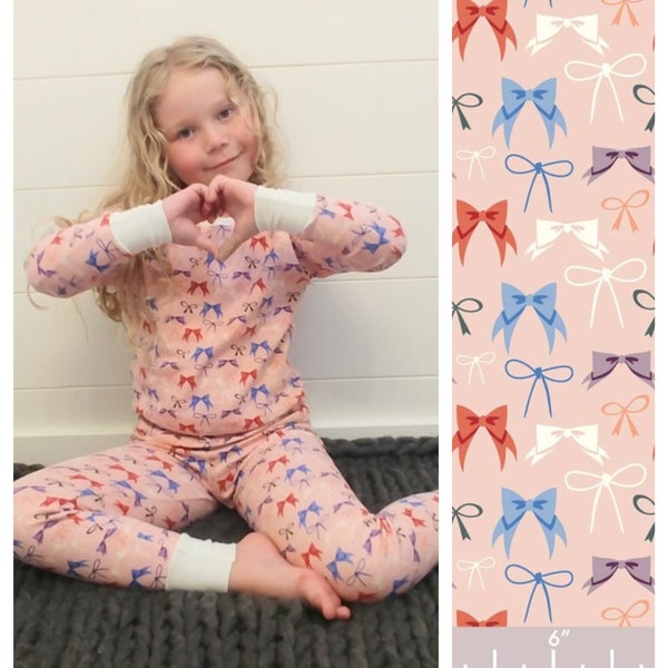 Girls Organic Cotton Pajama Set, Pink Bows Organic Pajamas, Toddler Cotton Pajamas, Kids Pj Set, Gifts for kids