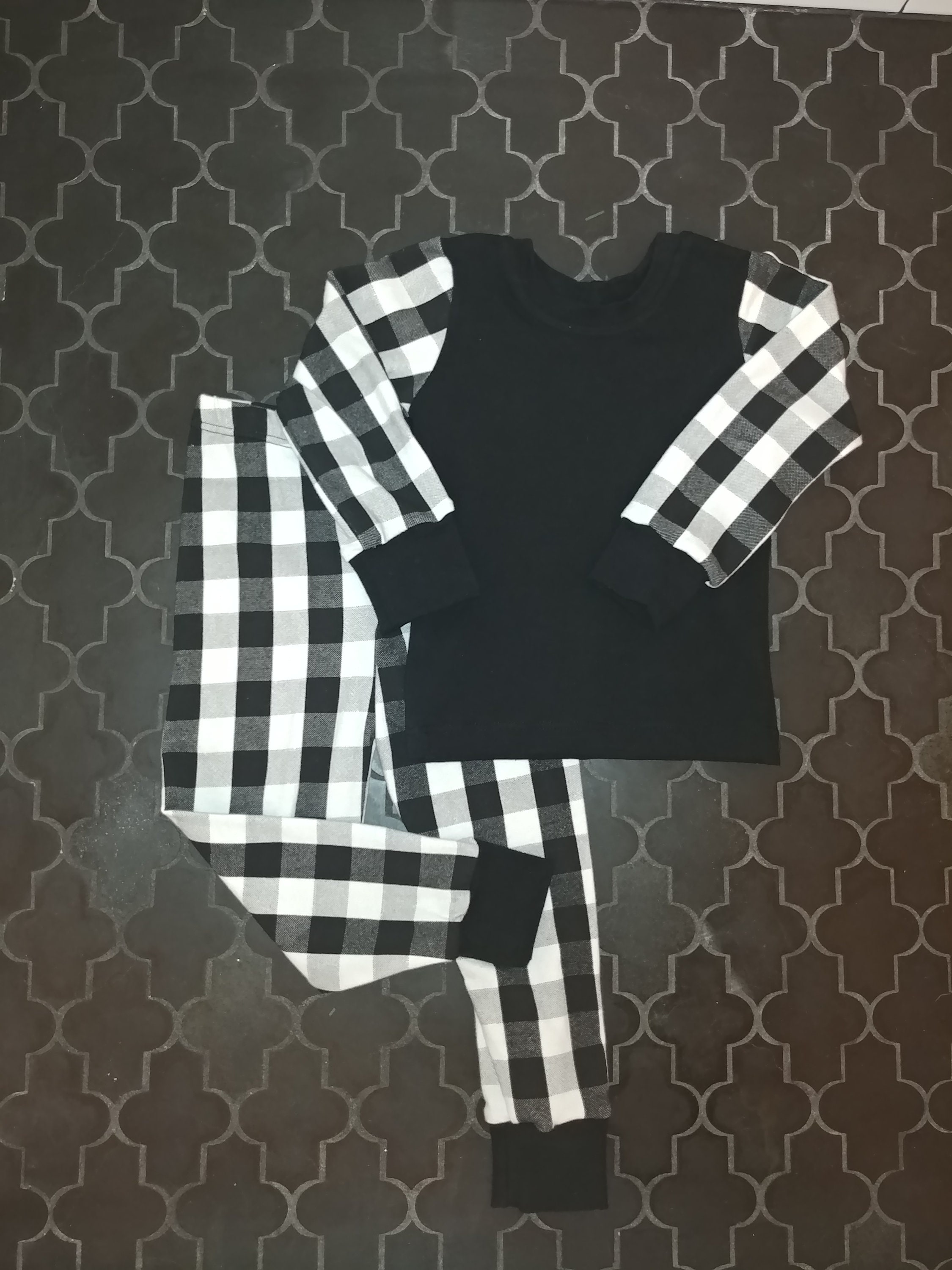 White and Black Buffalo Plaid Christmas Pajamas Matching Holiday Pajamas