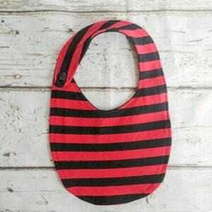 Organic Cotton Baby Bibs, Unisex Baby Clothes, Organic Baby Clothes, Red Striped Baby Bib, New Baby Gift,