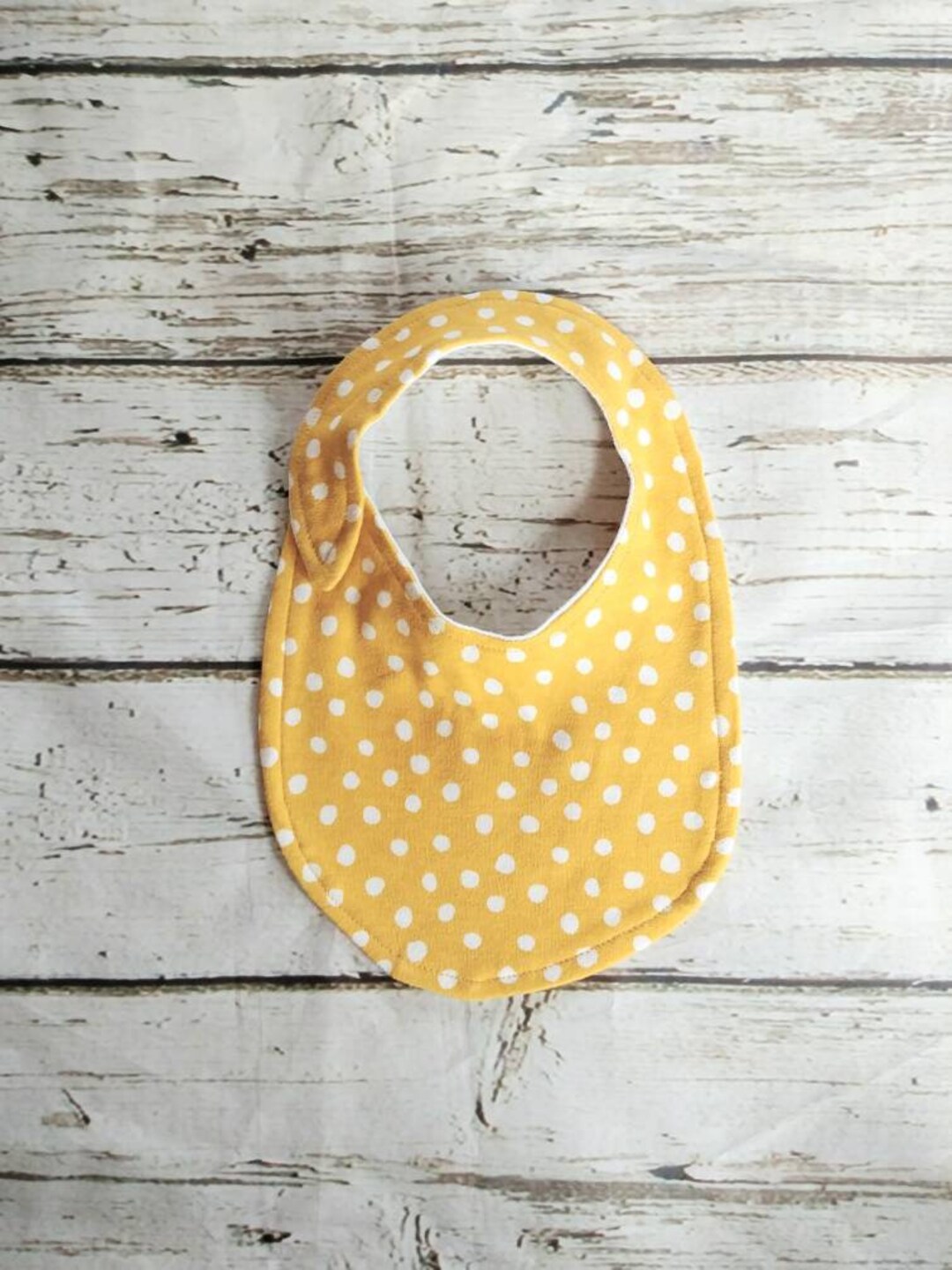 Organic Cotton Baby Bib, Yellow Polka Dot Organic Baby Shower Gift