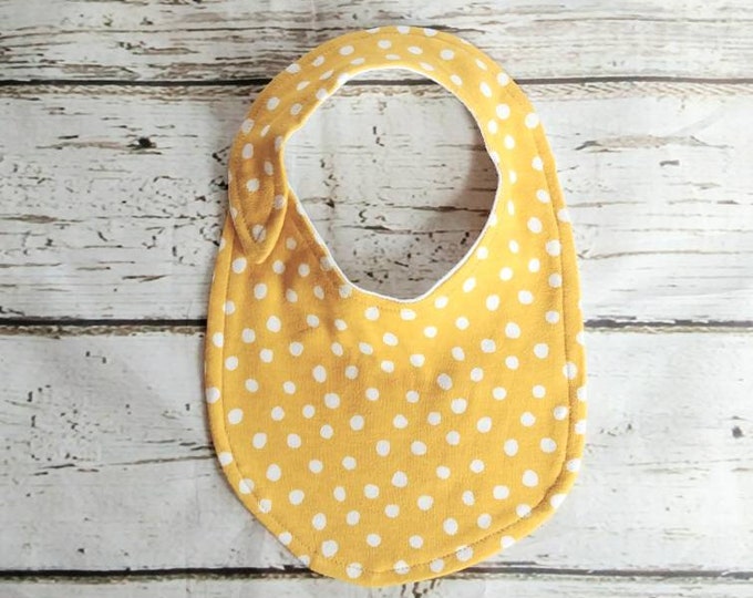 Yellow Polka Dot Organic Cotton Baby Bib