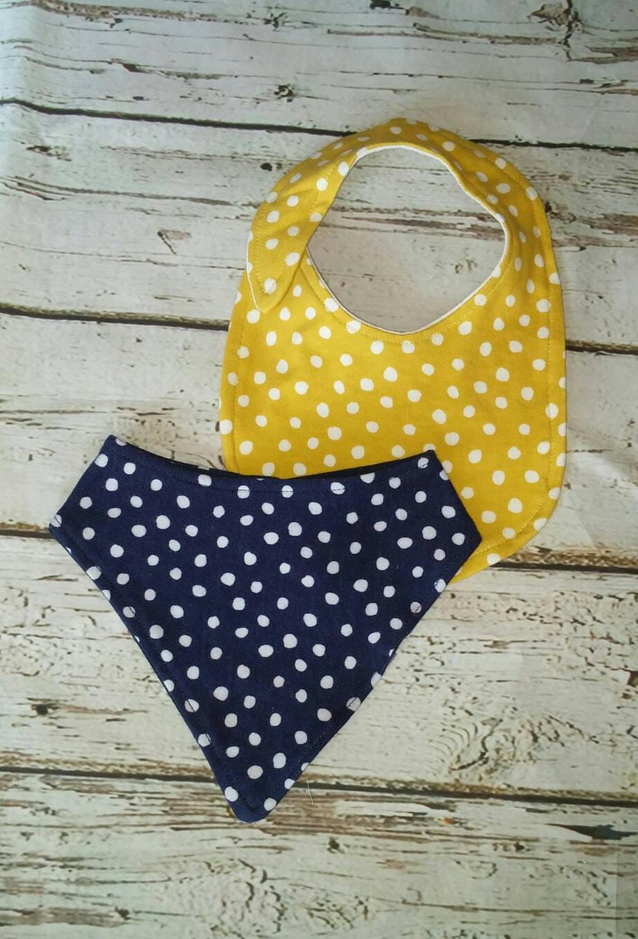Navy and White Organic Cotton Baby Bib