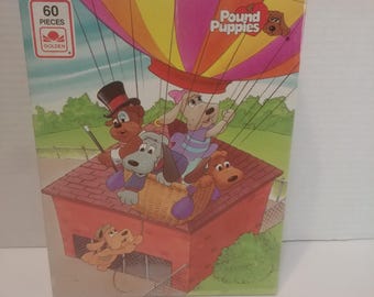 Vintage HTF Golden Pound Puppies 63 Piece Puzzle,1986, Complete