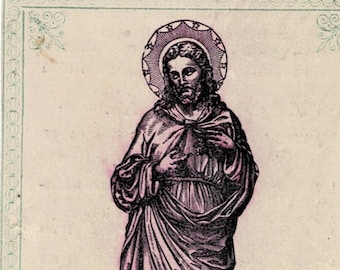 Antique Sacred Heart of Jesus Christ Catholic Holy Card | St Margaret Mary Alacoque Prayer Cards | Traditional Roman Catholic Items HC93