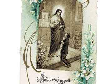 1940s Catholic Holy Card Vintage Jesus Christ Communion | Catholic Ephemera | Religious Prayer Card | Antique Devotional Items HC14