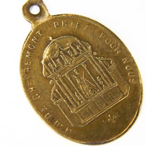 Antique Notre Dame de Chevremont Bronze Catholic Medal | French Religious Charm Jewelry | Virgin Mary Medallion | Virgin Mary Pendants 217