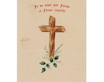Antique French Catholic Prayer Card | Traditional Catholic Devotional Items | Religious Holy Card | Roman Catholic Picture Cards HC76