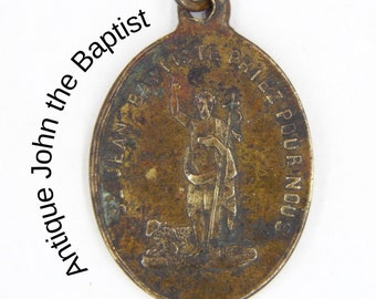 Rare Antique Saint John the Apostle Our Lady of Grace Catholic Medal | John the Baptist Medallion | Patron St of Love | Patron St Jewelry 23