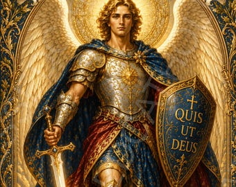 Saint Michael the Archangel Art Nouveau Picture: Military Patron Saints (Digital Download)