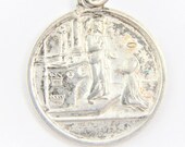 RARE 1800s French Sterling Silver Saint Martial of Limoges - Saint Valerie Catholic Medal - PENIN PONCET 18th Century Religious Charm - 0112